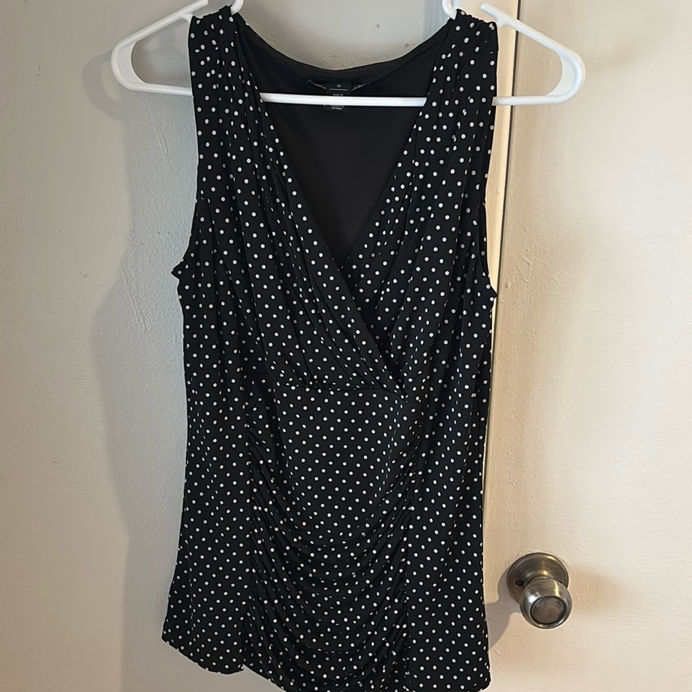 White House Black Market black and white blouse